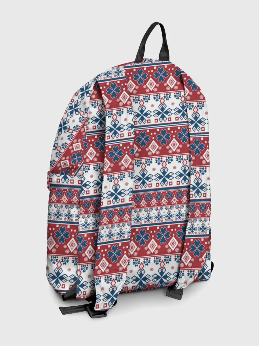 Рюкзак джинсовый / Этнический красно-синий узор