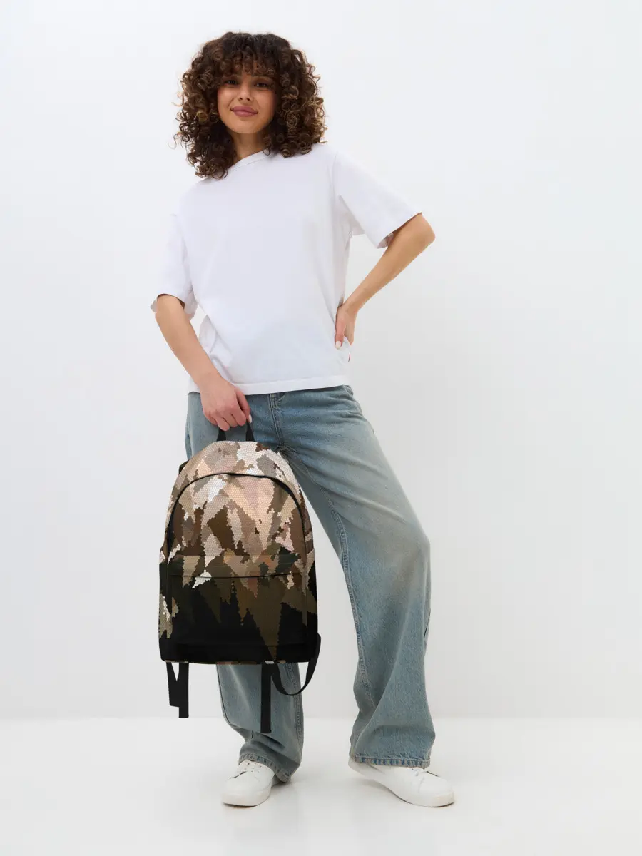 Рюкзак джинсовый / Бежево-коричневая мозаика