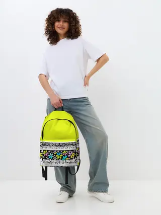 Рюкзак джинсовый / Яркий цветочный узор