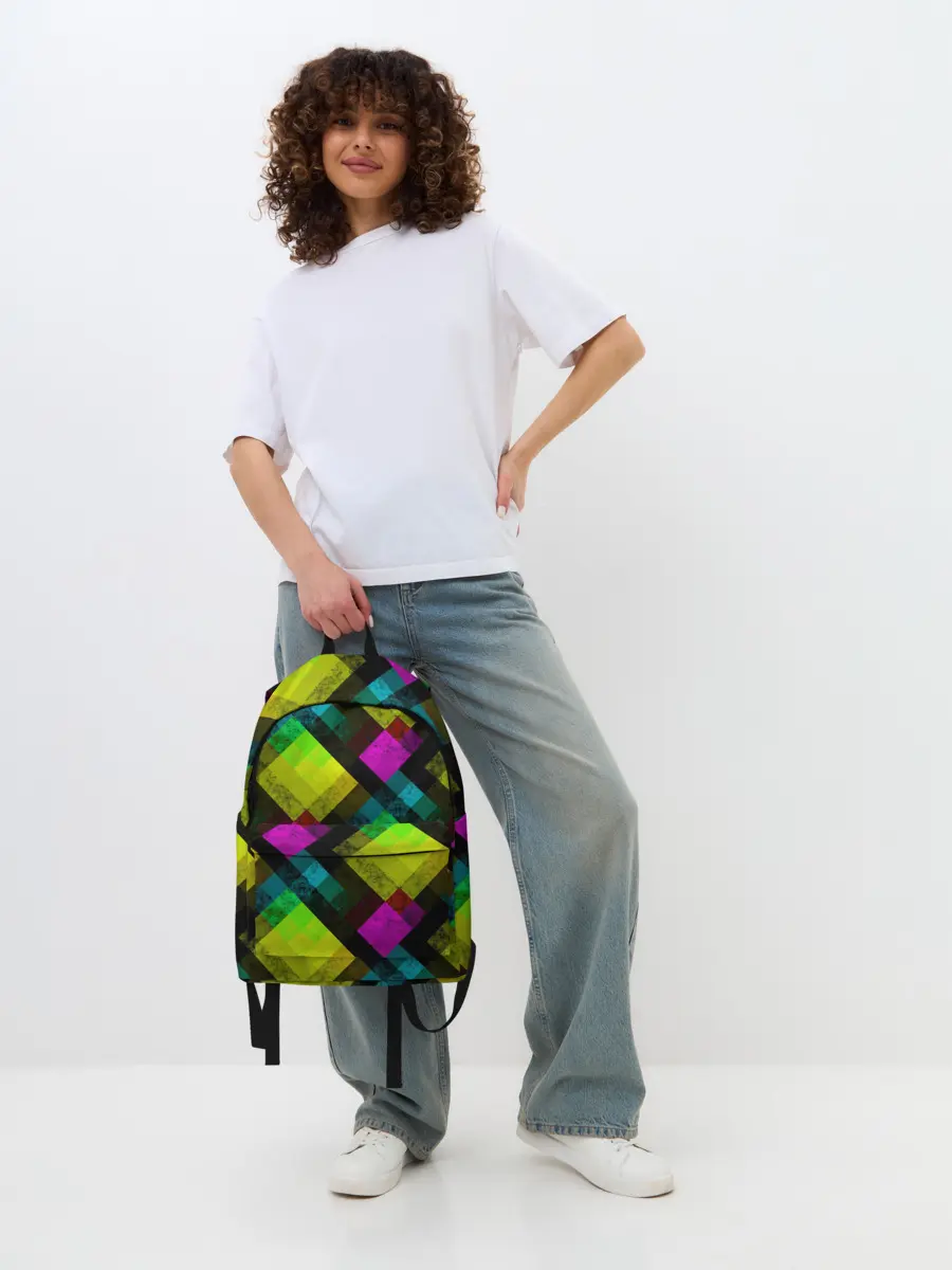 Рюкзак джинсовый / Абстрактный разноцветный узор