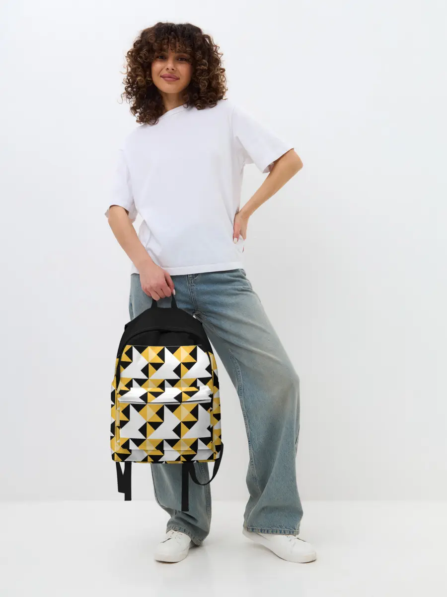 Рюкзак джинсовый / Черно-желтый геометрический