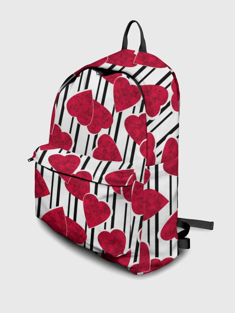 Рюкзак джинсовый / Полосатый узор сердце