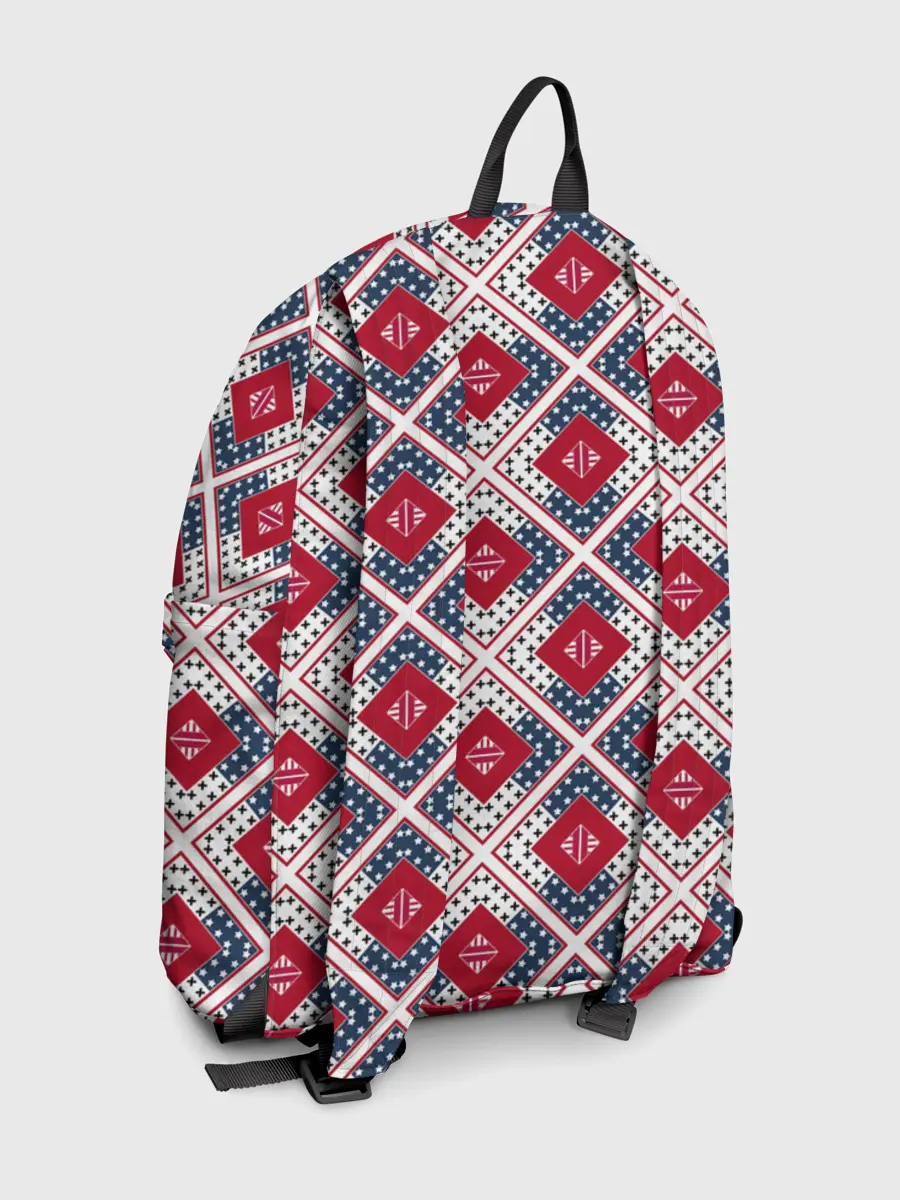 Рюкзак джинсовый / Красно-синий плед -клетка