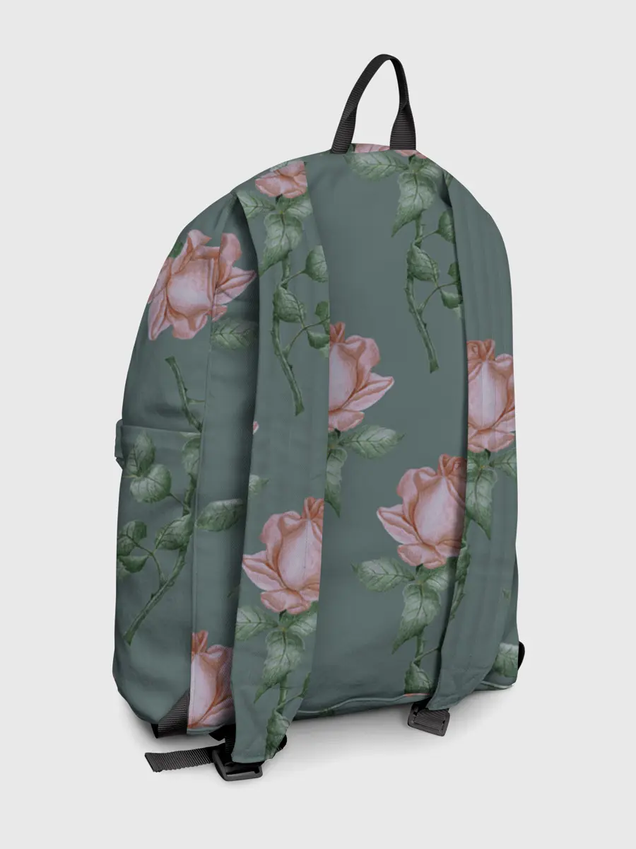 Рюкзак джинсовый / Красные розы на зеленом фоне