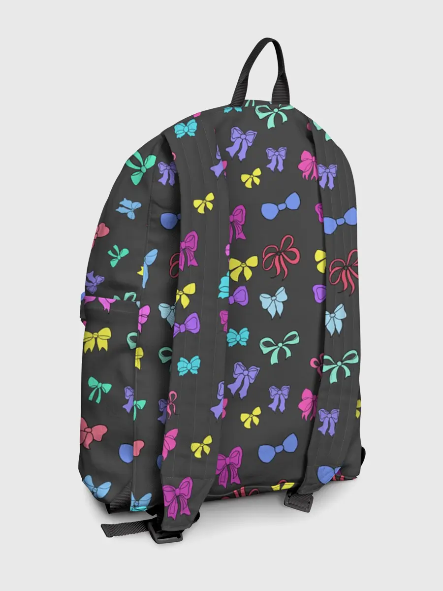 Рюкзак джинсовый / банты радужные на темно-сером