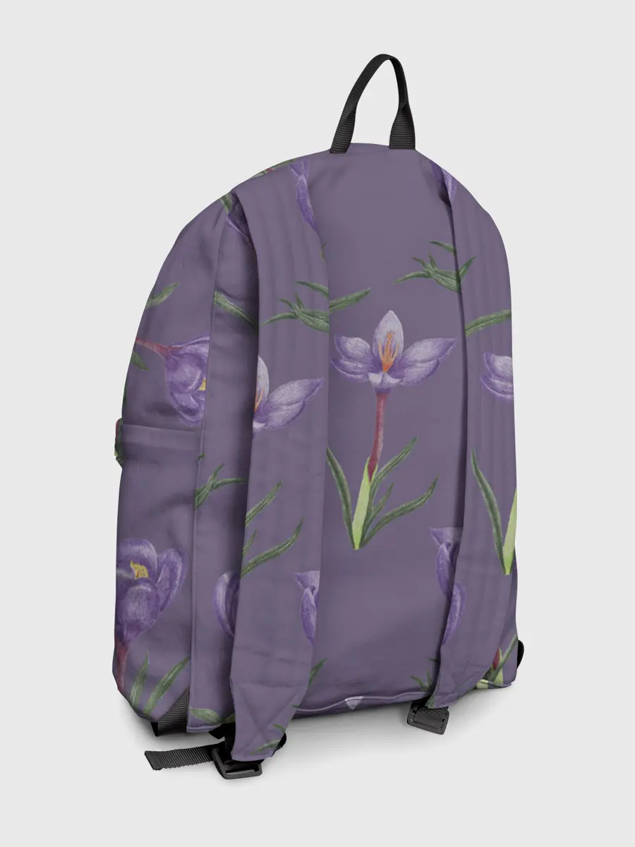 Рюкзак джинсовый / Цветы шафрана на фиолетовом