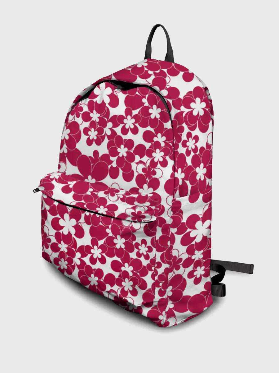 Рюкзак джинсовый / Бело-красный цветочный