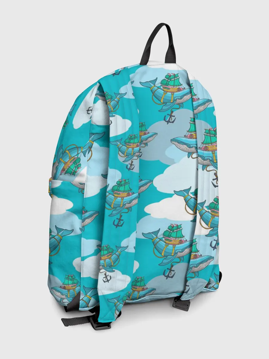 Рюкзак джинсовый / Киты и корабль