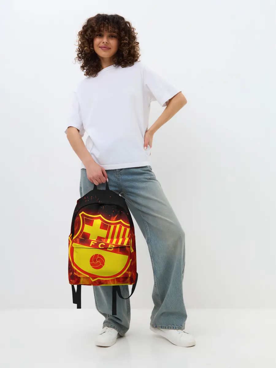 Рюкзак джинсовый / FC BARCELONA / FIRE / ОГОНЬ