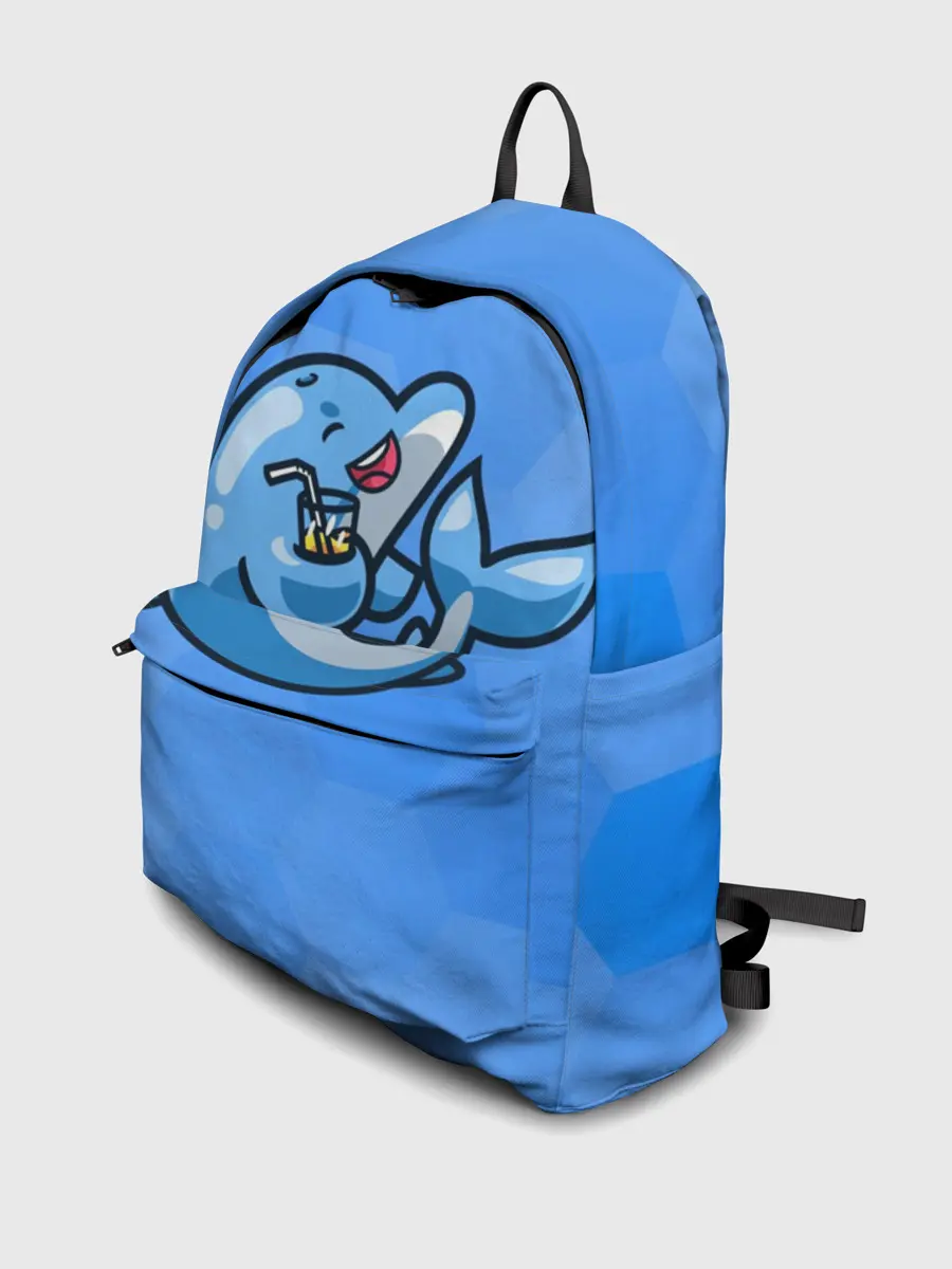 Рюкзак джинсовый / Дельфин с коктейлем