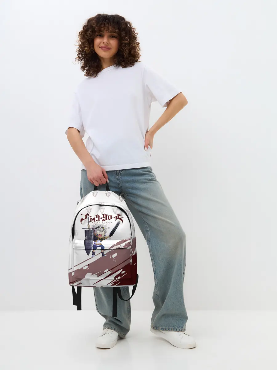 Рюкзак джинсовый / Аста кричит с мечом Чёрный клевер