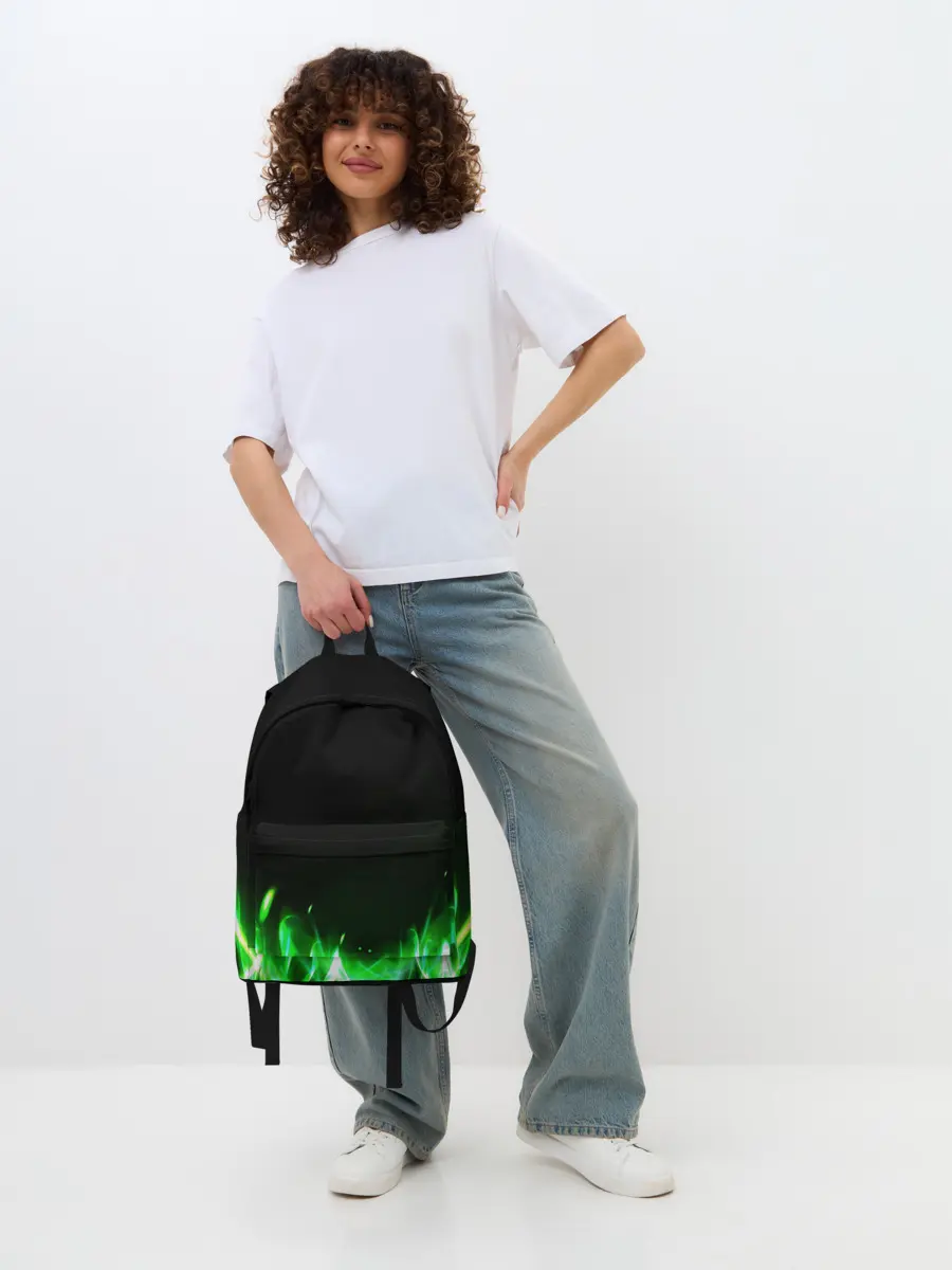 Рюкзак джинсовый / Зеленый огонь