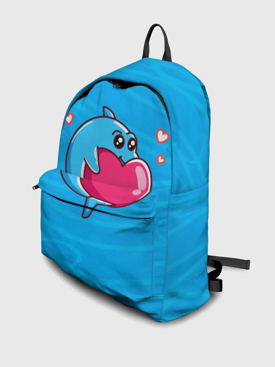 Рюкзак джинсовый / Дельфин с сердечком