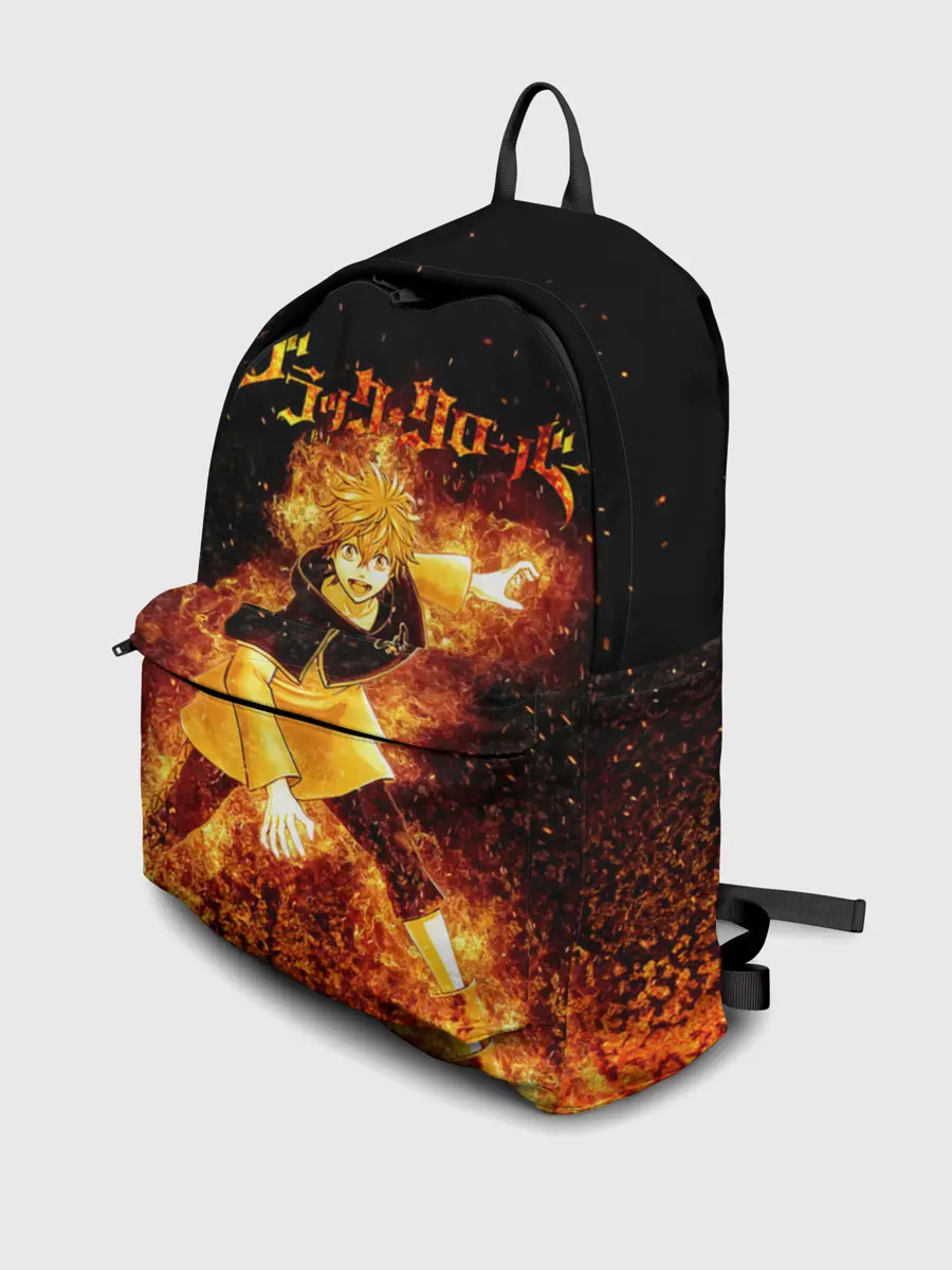 Рюкзак джинсовый / Чёрный клевер Аста в огне