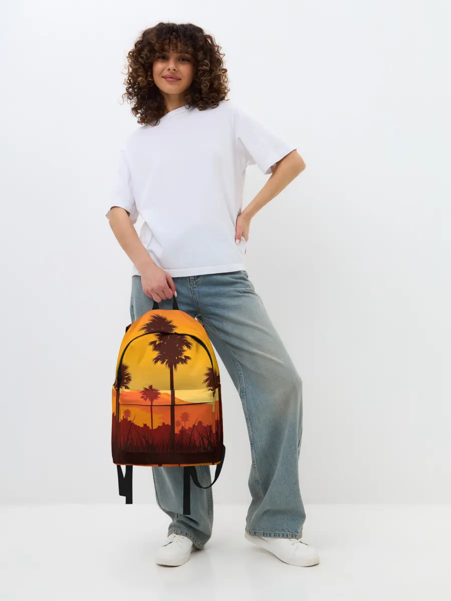 Рюкзак джинсовый / Лето, Пальмы, вечер