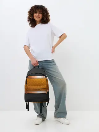 Рюкзак джинсовый / 3d gold / black