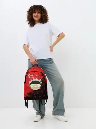 Рюкзак джинсовый / Чёрный клевер голова Аста