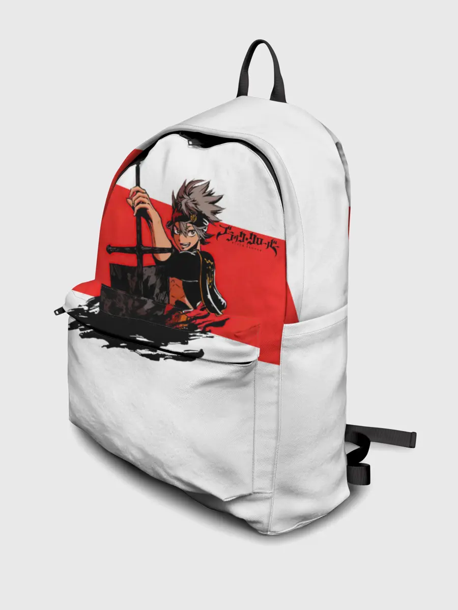 Рюкзак джинсовый / Чёрный клевер Аста красная полоса