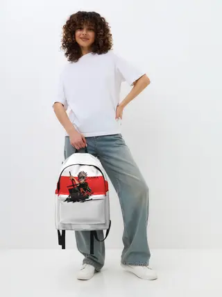 Рюкзак джинсовый / Чёрный клевер Аста красная полоса