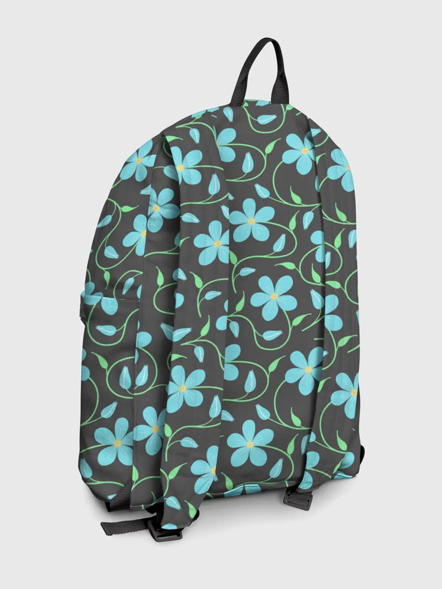 Рюкзак джинсовый / Цветочный узор на темном фоне