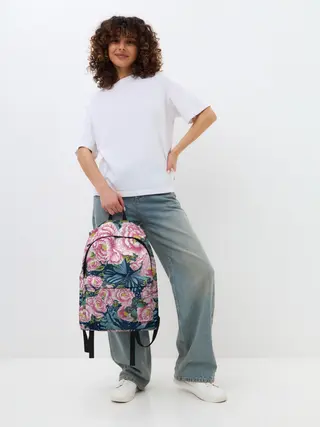 Рюкзак джинсовый / Пионы