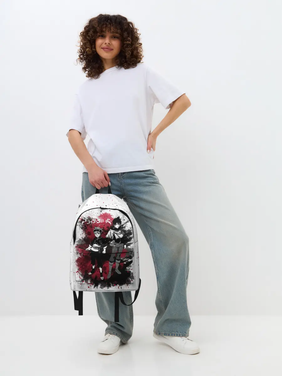 Рюкзак джинсовый / Чёрный клевер Аста и Юно