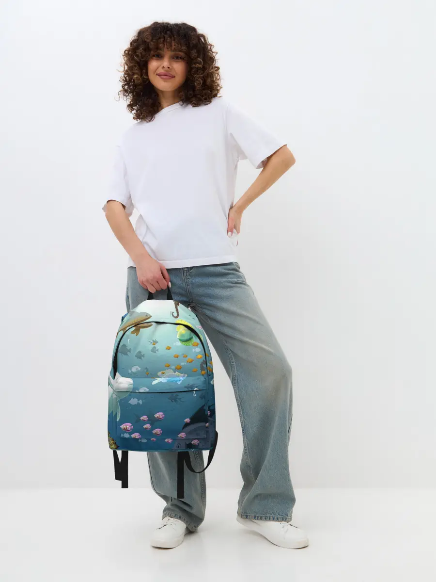 Рюкзак джинсовый / Мультяшные рыбки | Пляжная