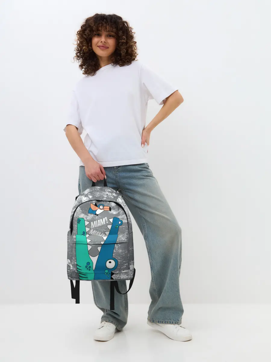 Рюкзак джинсовый / Крокодил и птичка Miam