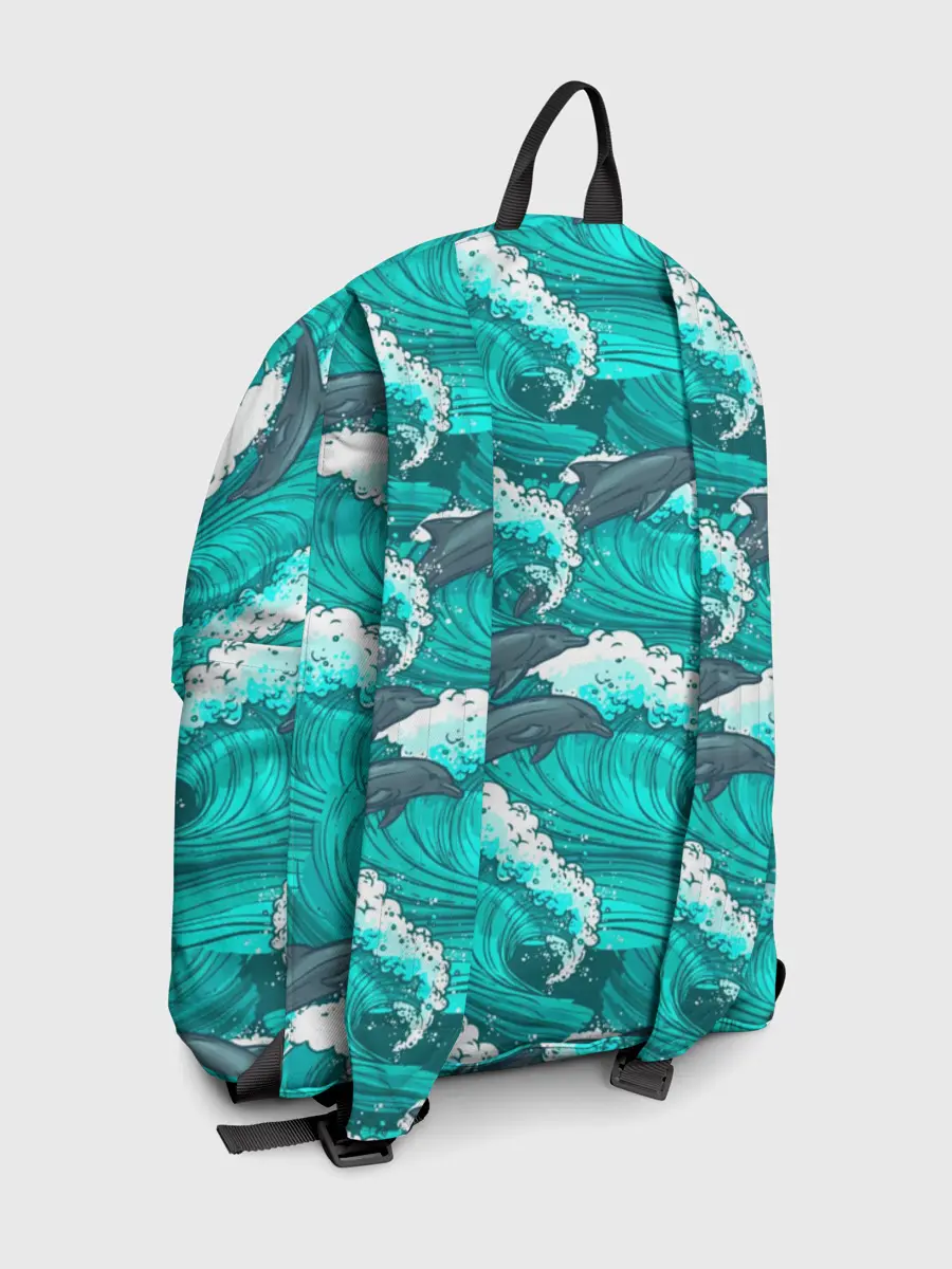 Рюкзак джинсовый / Дельфины в море