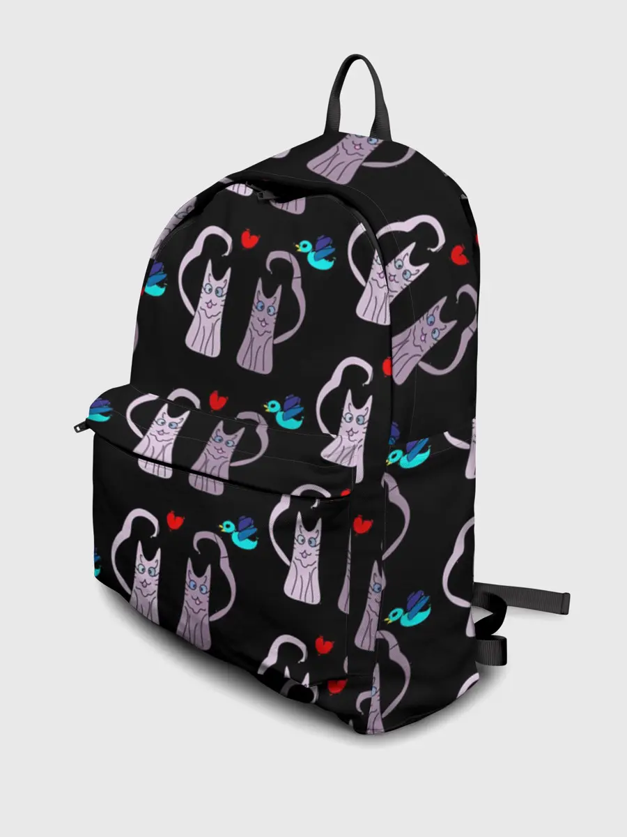 Рюкзак джинсовый / Фиолетовые котики