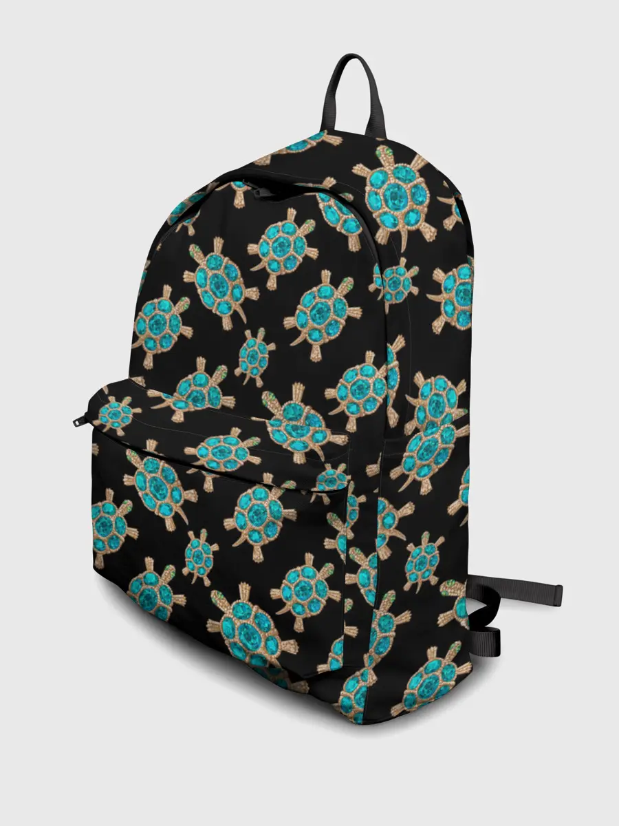 Рюкзак джинсовый / Бирюзовые черепашки брошка