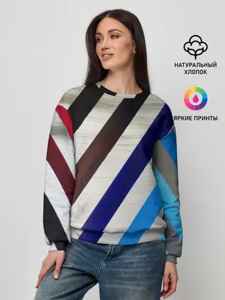 Женский свитшот / Косые линии полосы крупные