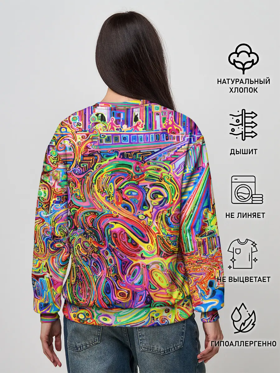 Женский свитшот / НЕОНОВЫЕ ЛИНИИ / АБСТРАКЦИЯ