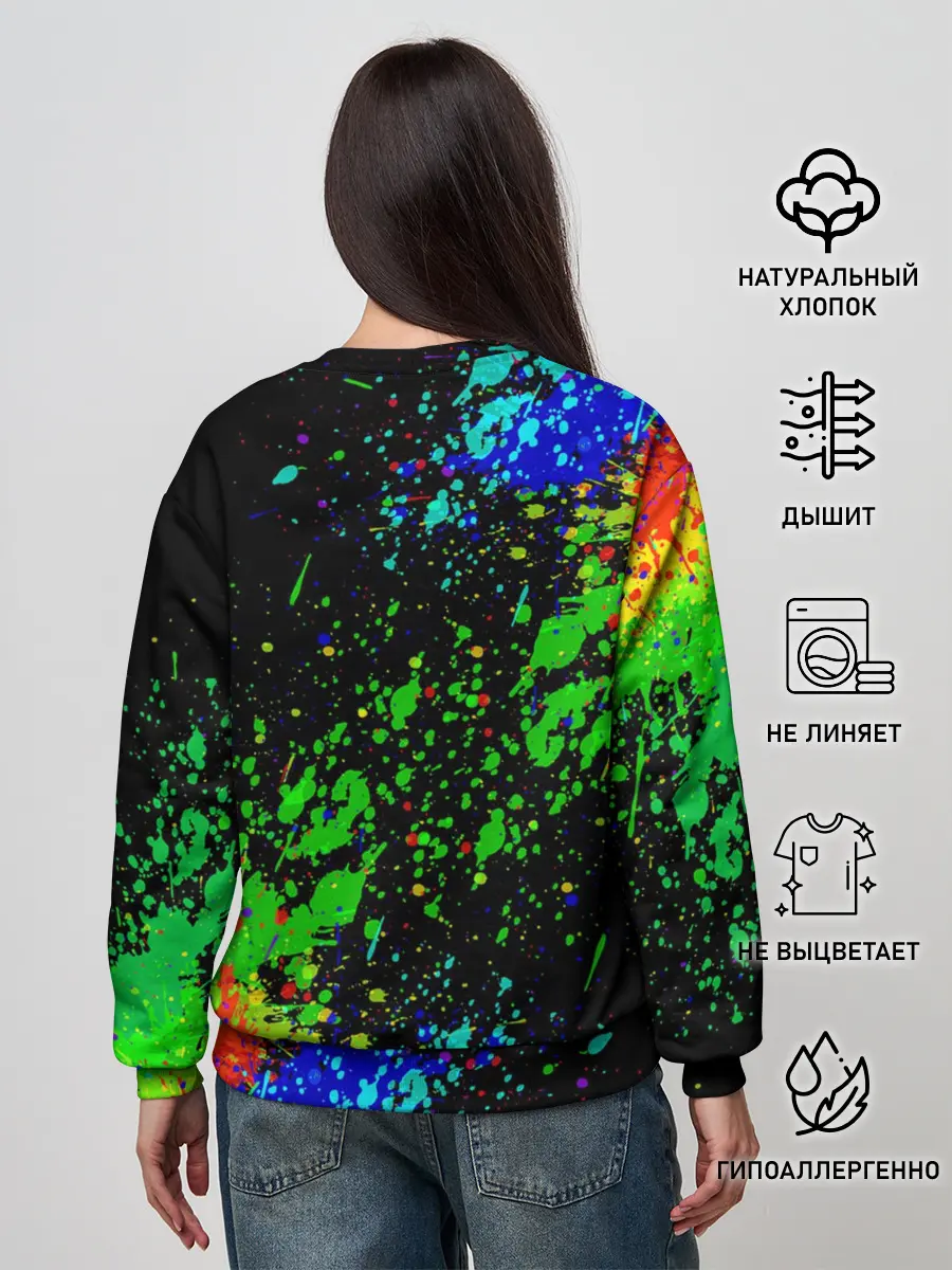 Женский свитшот / Врывающийся Монки. Радужный фон