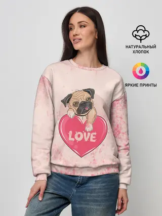 Женский свитшот / Love Pug | Люблю мопса