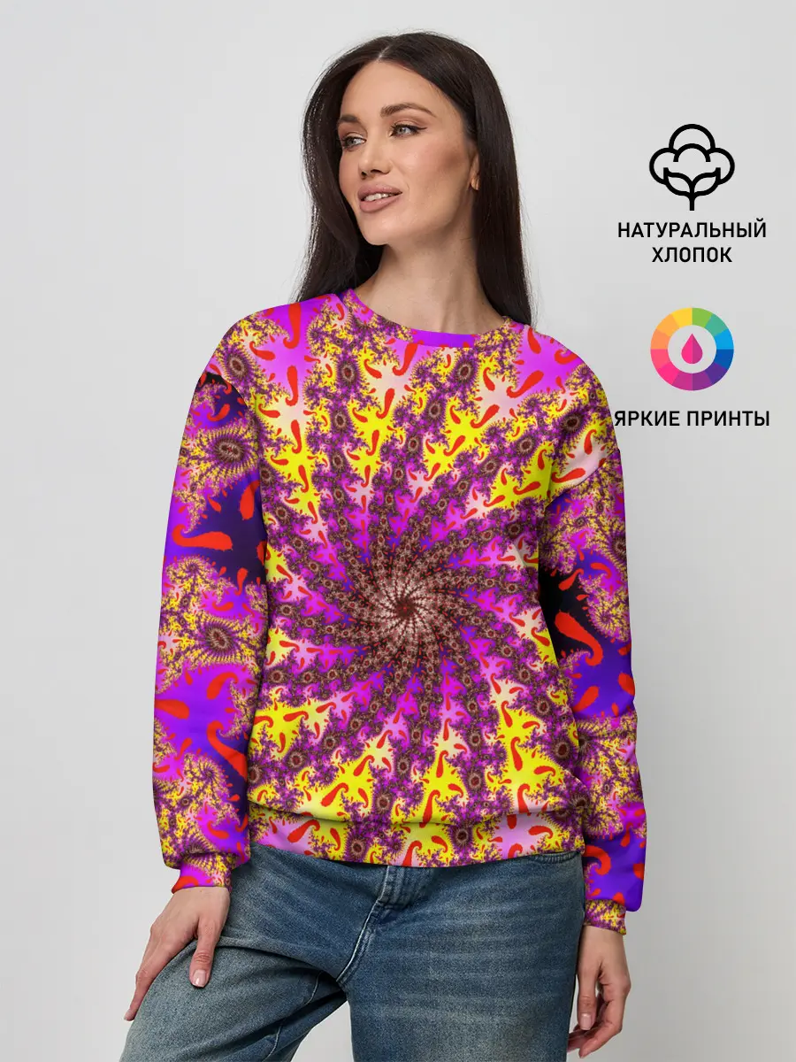 Женский свитшот / НЕОНОВЫЙ РОЗОВЫЙ ФРАКТАЛ