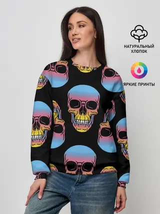 Женский свитшот / Neon skull