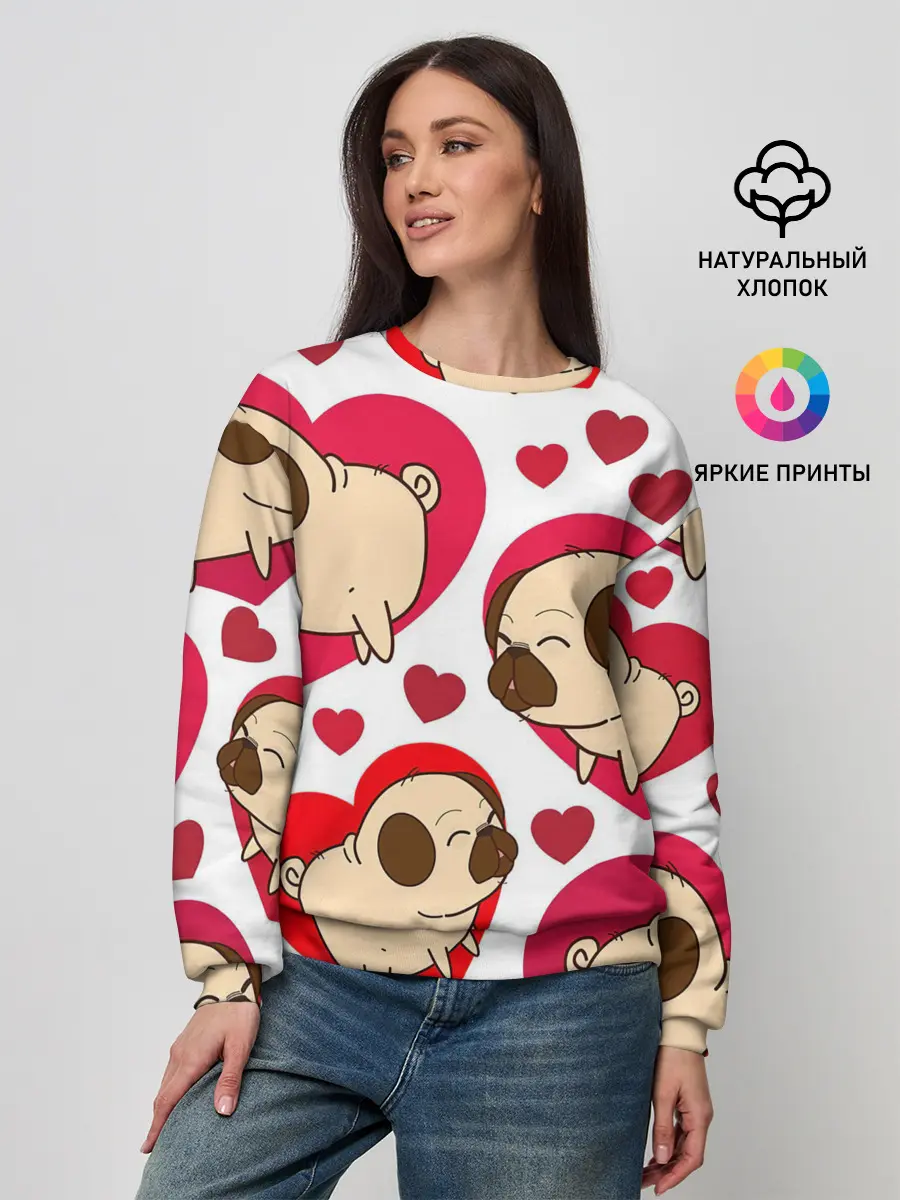 Женский свитшот / Мопсики