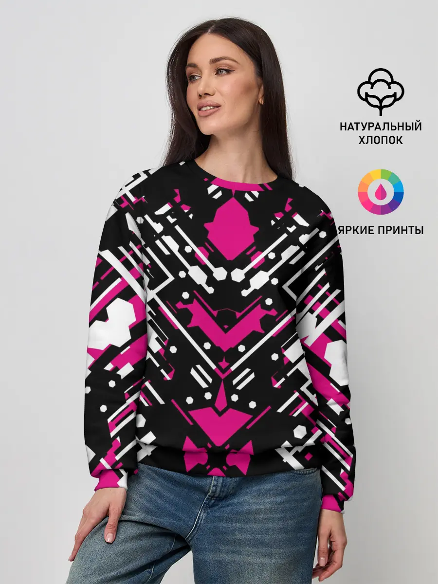 Женский свитшот / КИБЕРПАНК,ФАНТАСТИКА,КРАСНЫЙ