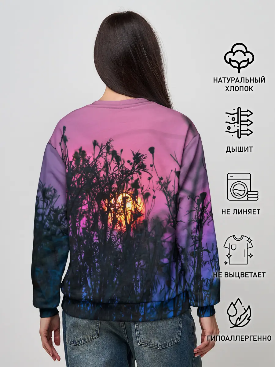 Женский свитшот / Трава растения закатный свет