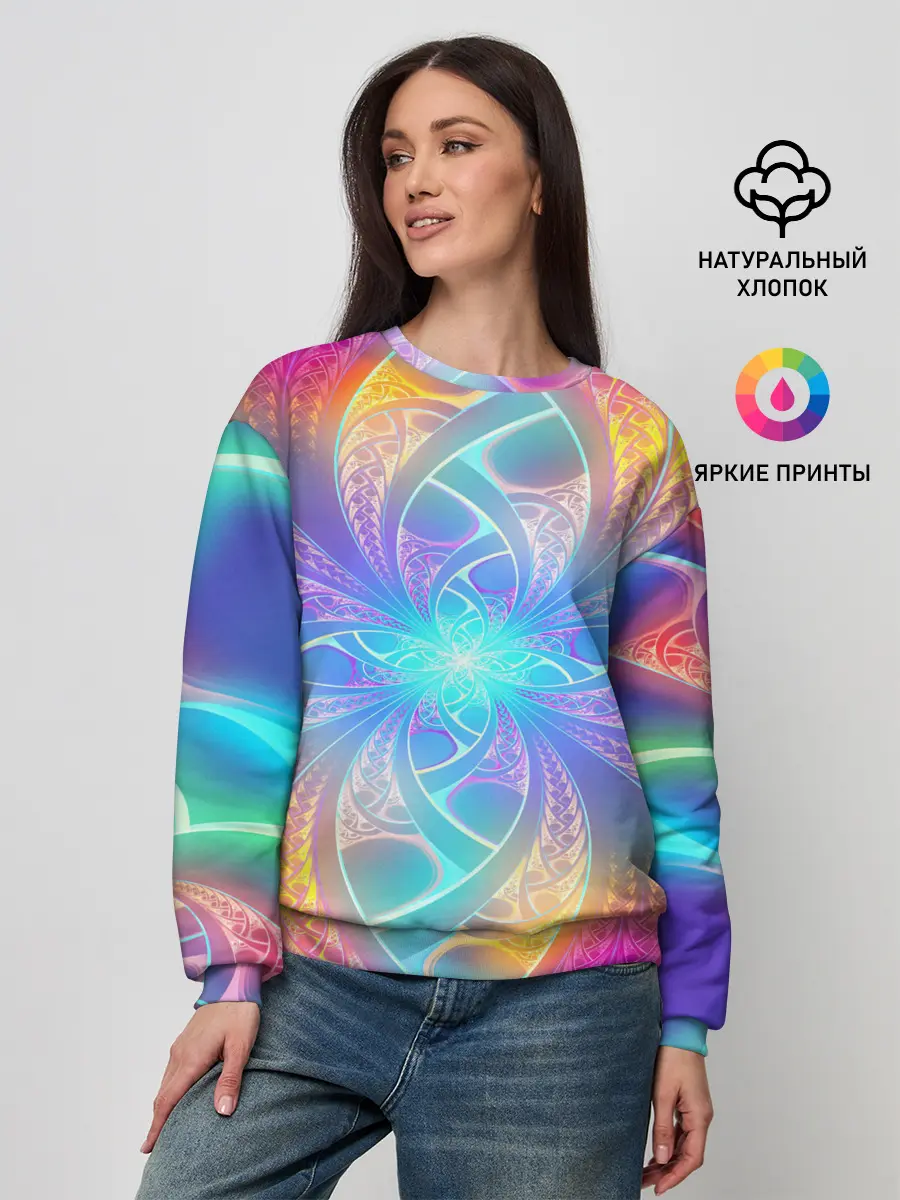 Женский свитшот / Узоры / Абстракция /Неон