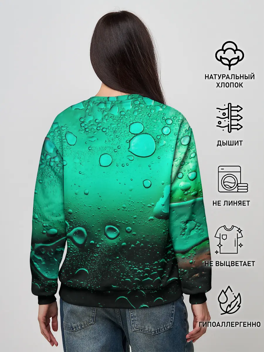 Женский свитшот / Зеленые капли клетки