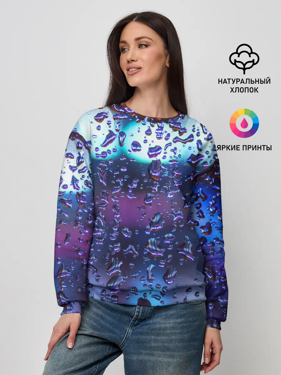 Женский свитшот / Капли на стекле макро