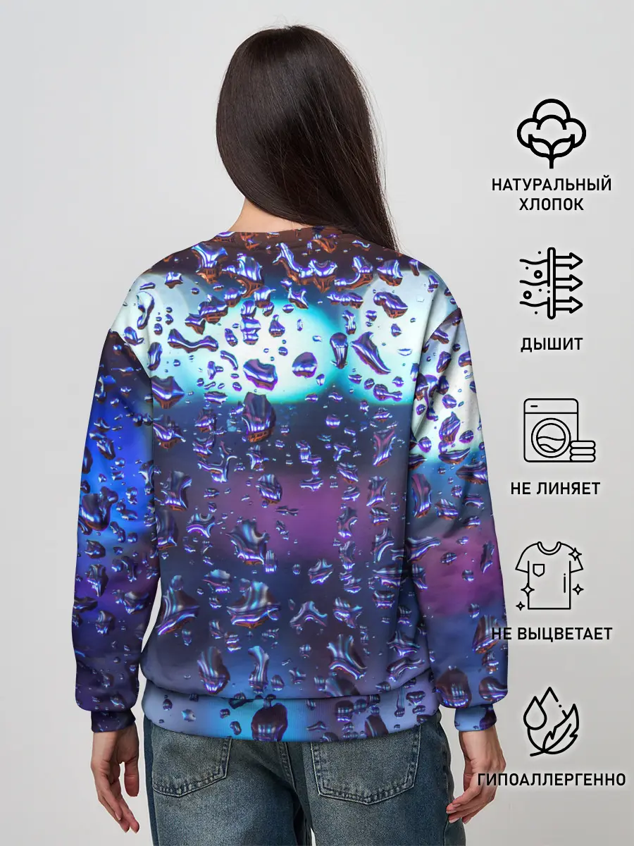 Женский свитшот / Капли на стекле макро