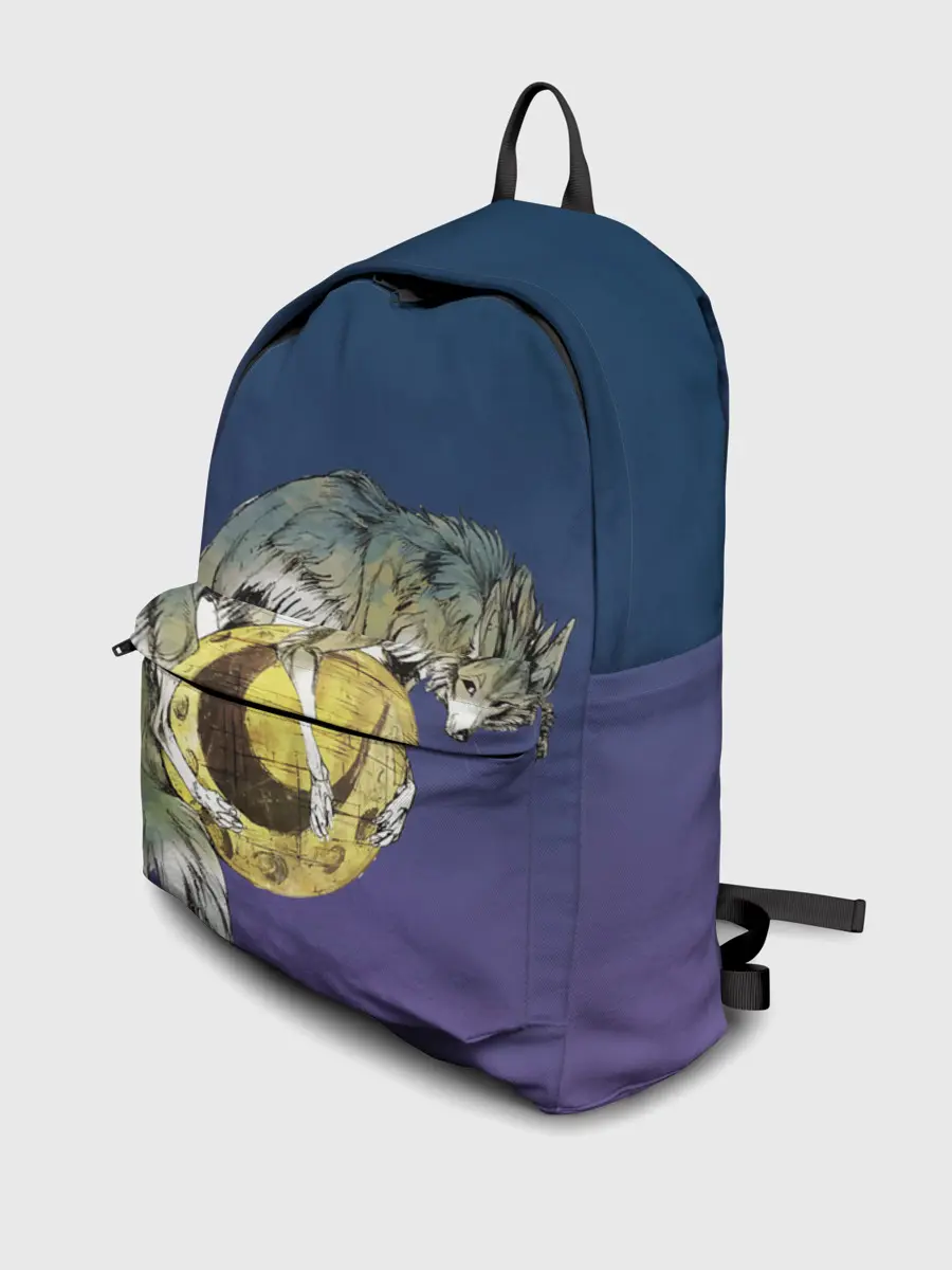 Рюкзак джинсовый / волченок на луне рисунок