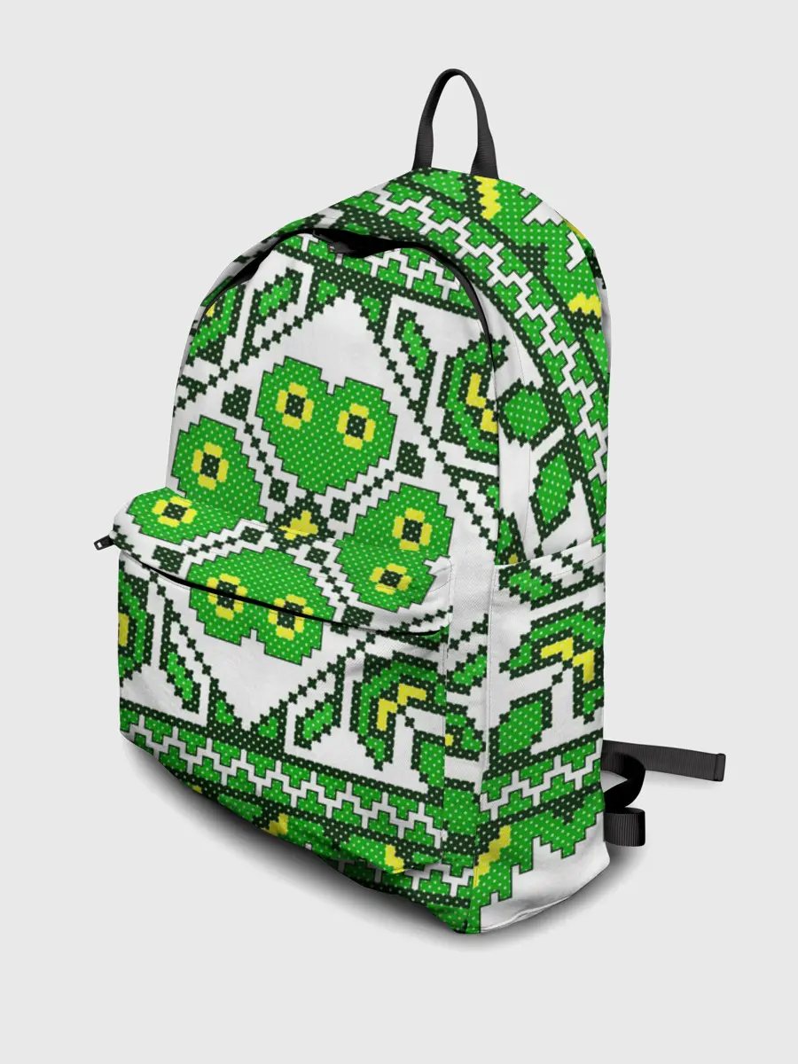 Рюкзак джинсовый / Славянский Узор Зеленый