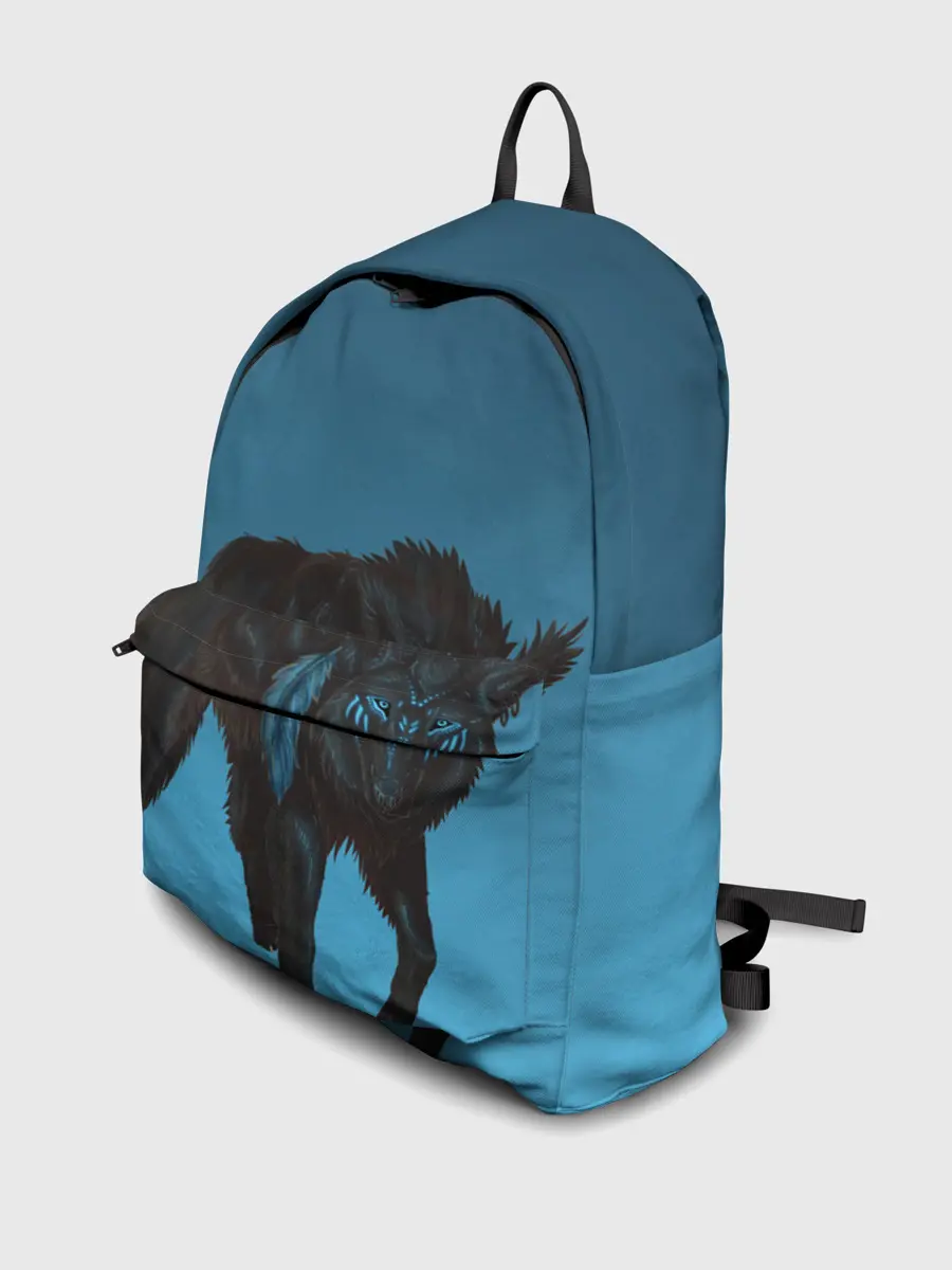 Рюкзак джинсовый / черный дух волка