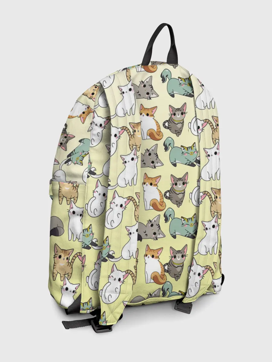 Рюкзак джинсовый / мультяшные котики на желтом мя