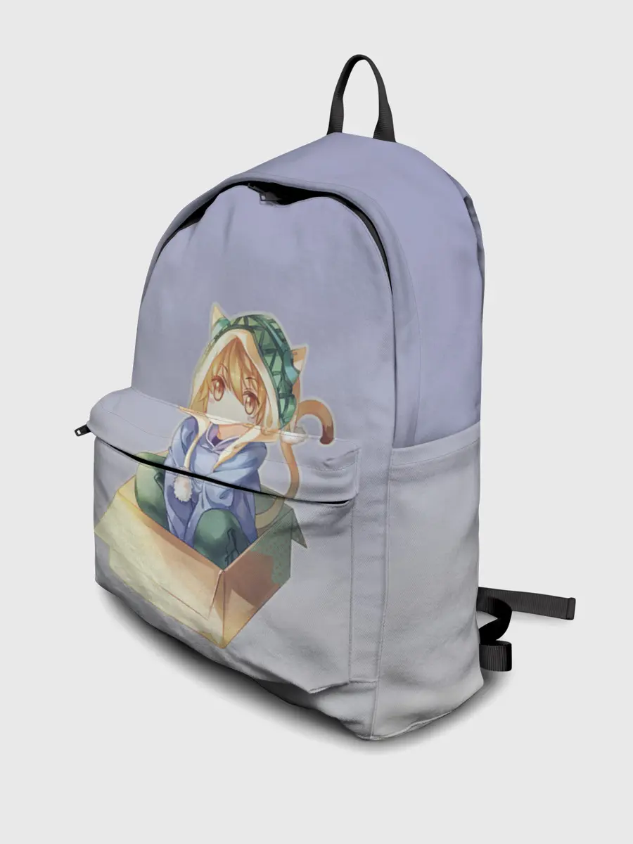 Рюкзак джинсовый / мальчик кот в коробке уши мяу