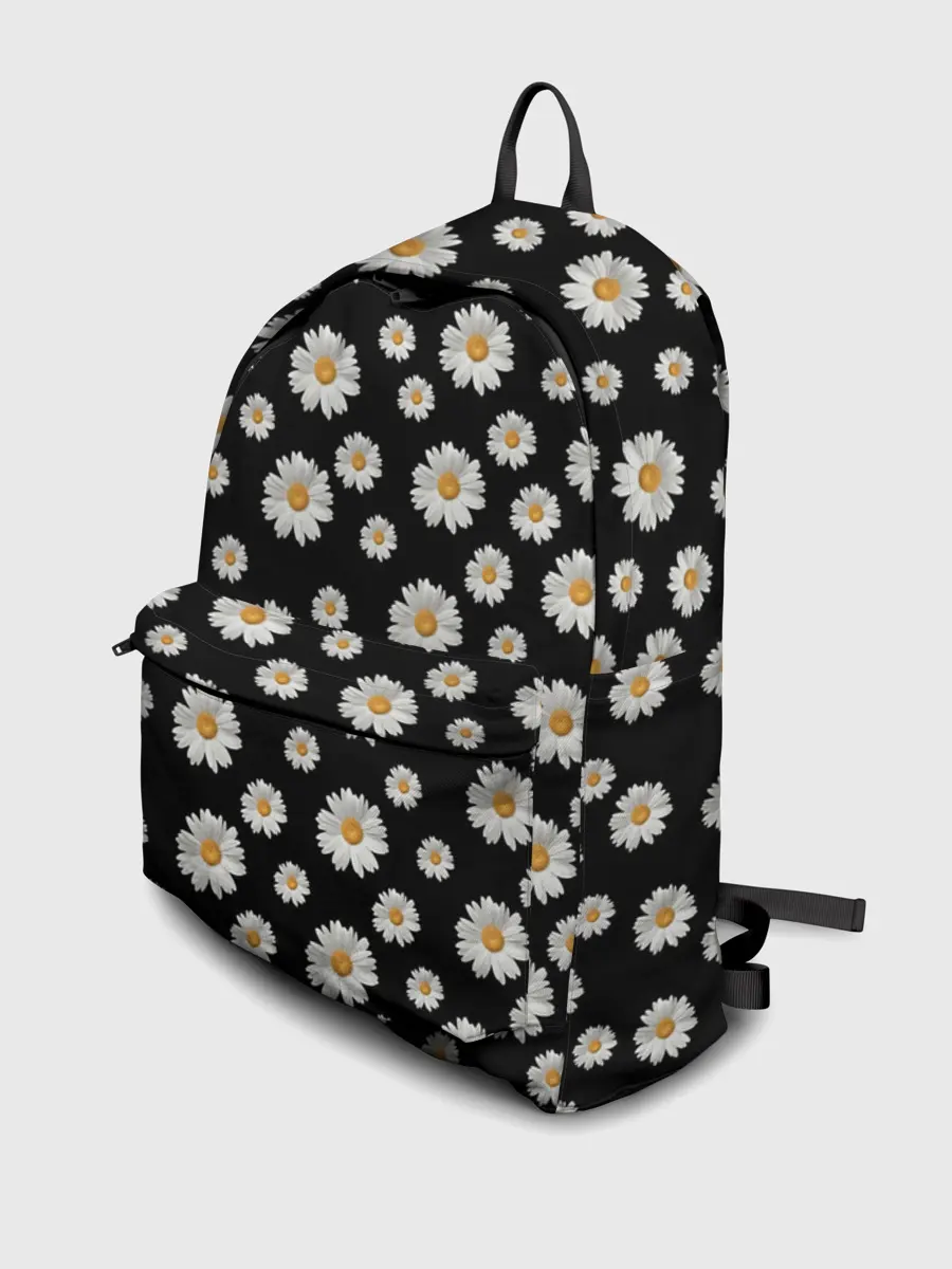 Рюкзак джинсовый / Ромашки на чёрном